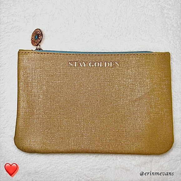 ipsy Handbags - Free with $15 Purchase Ipsy Cosmetic Bag Stay Golden July 2021 Gold Turquoise
